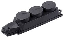 Колодка удлинителя с заземлением IEK Омега 3-м с крышкой 16А 3500Вт IP44 каучук черный  картинка 